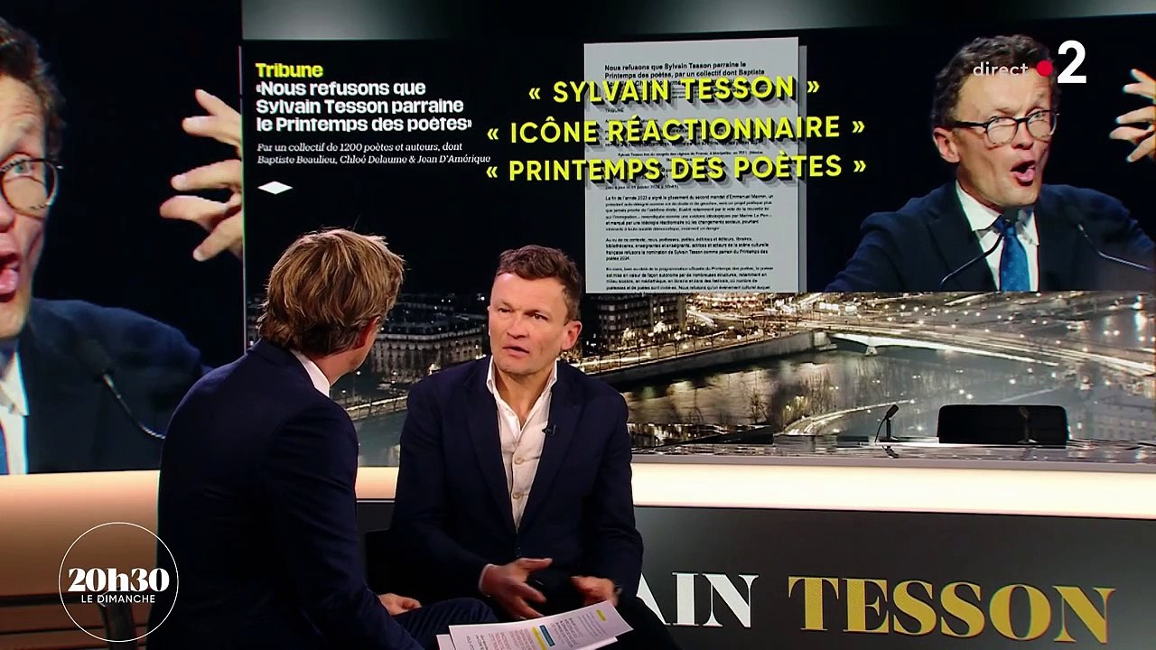 Sylvain Tesson évoque sur France 2 la polémique née suite à sa nomination en tant que parrain du Printemps des poètes.