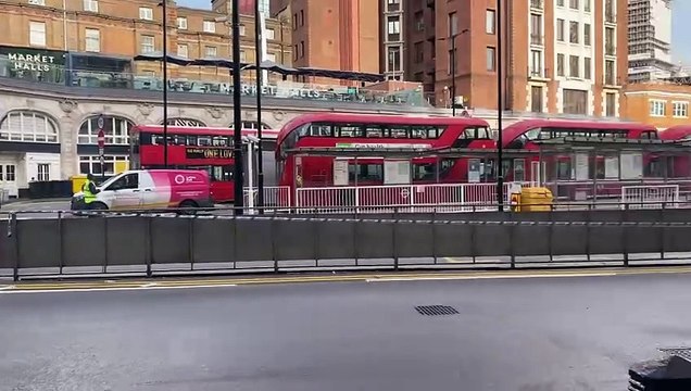 Outside Victoria bus station where a passenger was fatally struck by a bus. Credit: SWNS
