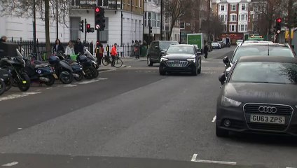 Queen Camilla arrives at hospital to meet King Charles