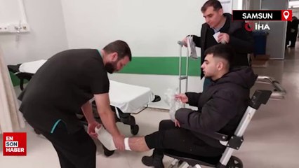 Samsun'da motosiklet sürücüsünün metrelerce sürüklendiği kaza