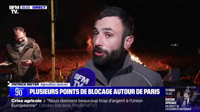 S'il n'y a pas de réponses, on va monter crescendo : Agriculteur en Alsace, Patrick Meyer a rejoint le point de blocage de l'A4 (Seine-et-Marne) pour manifester sa colère