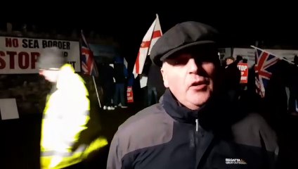 Mel Lucas TUV protesting outside DUP meeting