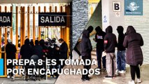 Encapuchados toman instalaciones de Prepa 8 de la UNAM
