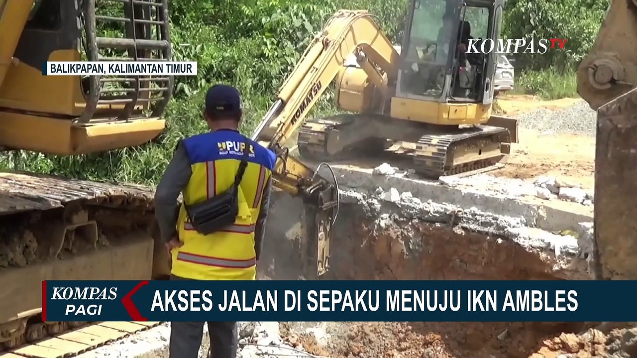 Tak Kuat Menahan Beban Truk Bermuatan Besar, Akses Jalan di Sepaku Menuju IKN Ambles