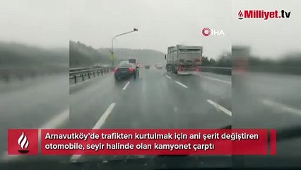 Kaza böyle geldi! Trafikten kurtulmak için yaptığı hareket...