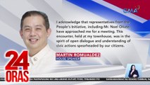 House Speaker Romualdez, kinumpirmang nakipagpulong sa lider ng grupong nagsusulong ng People's Initiative | 24 Oras