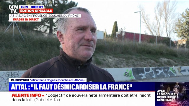 Déclaration de politique générale de Gabriel Attal: Il n'y a rien de concret pour les agriculteurs, estime Christian, viticulteur dans les Bouches-du-Rhône