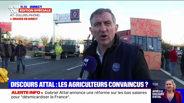 Déclarations de Gabriel Attal sur l'agriculture: Je ne suis pas sûr que ça suffise pour lever le camp , affirme Michel Joux (président de la FRSEA Auvergne-Rhône-Alpes)
