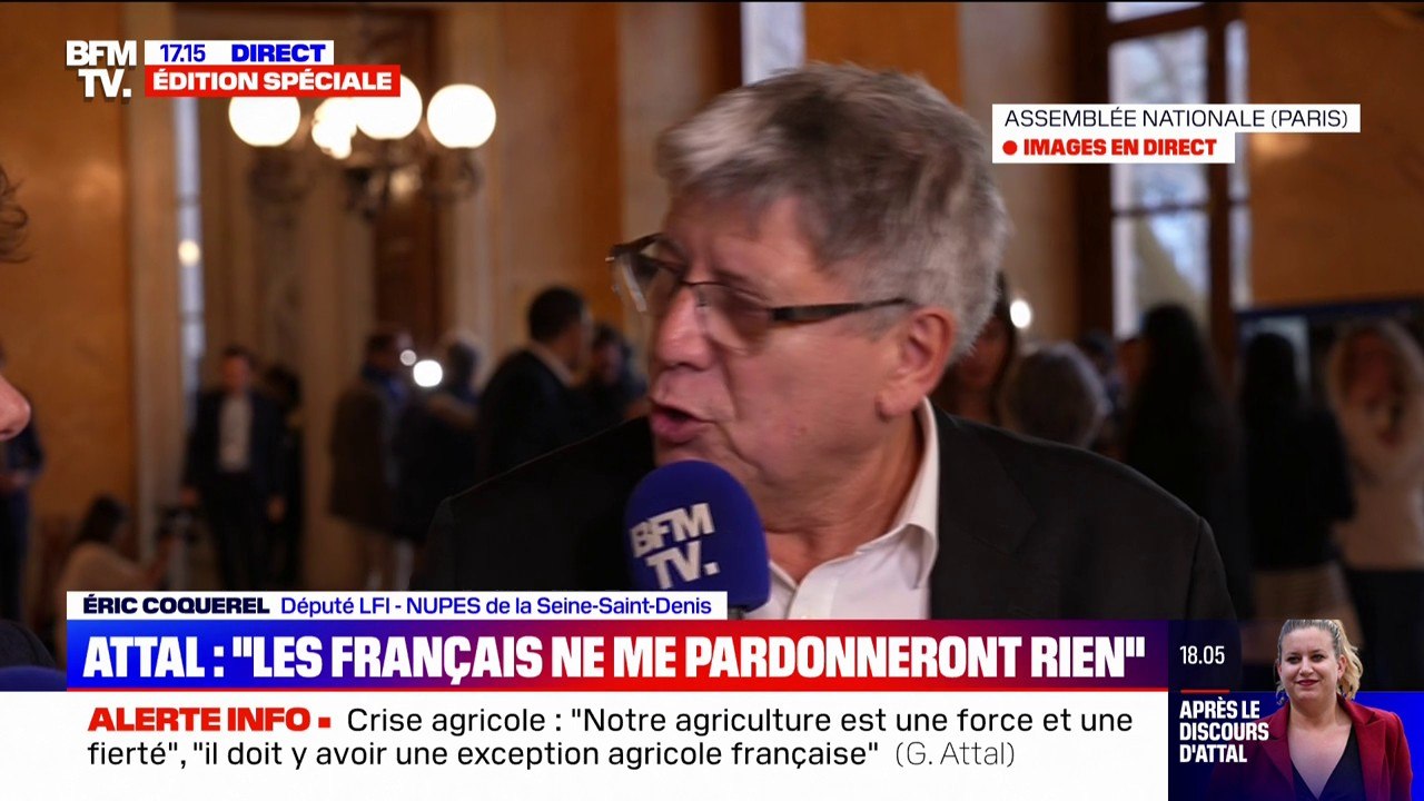 Déclaration de politique générale de Gabriel Attal: "Un programme droitier", estime Éric Coquerel (LFI)