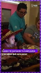 La reacción viral de una niña enojada por cantarle en su cumpleaños