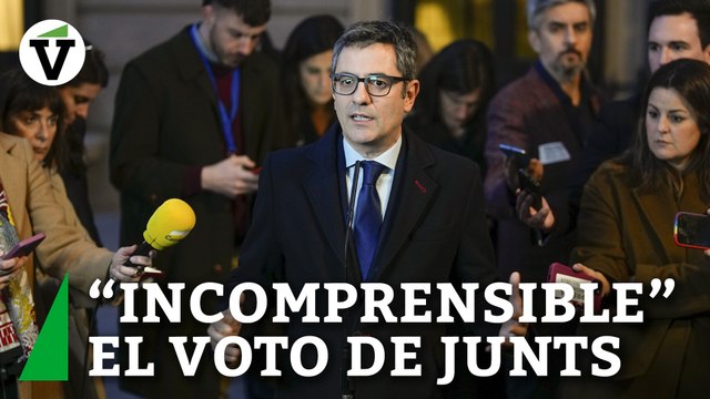 Bolaños ve incomprensible que Junts vote contra la amnistía, y pide que lo reconsidere