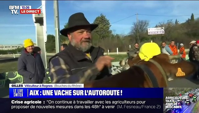 L'autoroute A51 bloquée à AIX EN PROVENCE par les agriculteurs 30JANV2024