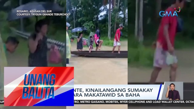 Ilang residente, kinailangang sumakay sa bangka para makatawid sa baha | UB