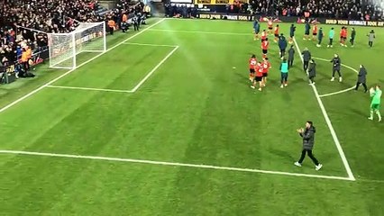 Luton Town celebrate beating Brighton 4-0