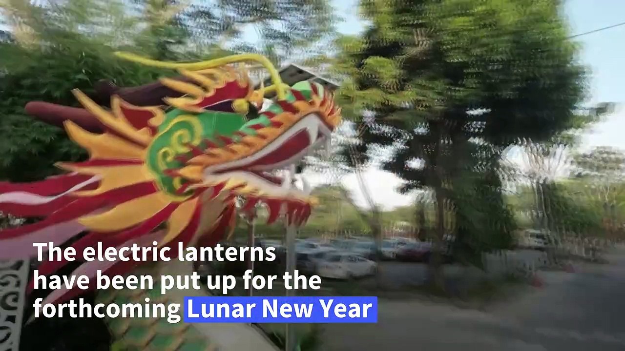 Giant dragon lanterns light up Buddhist temple in Malaysia