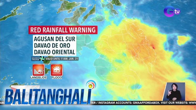 Iba't ibang Heavy Rainfall warning, nakataas sa ilang lugar sa Mindanao | BT
