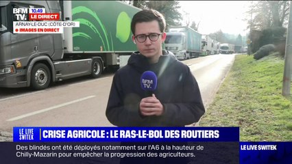 Download Video: Crise agricole: des chauffeurs routiers bloqués depuis plus de 48 heures à Arnay-le-Duc