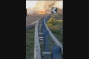 Assalto a portavalori, inferno di fuoco sulla statale di Sassari - Video