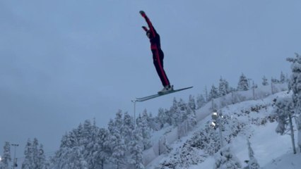 Brave Skier fails to nail the landing of his ski stunt *epic fail*