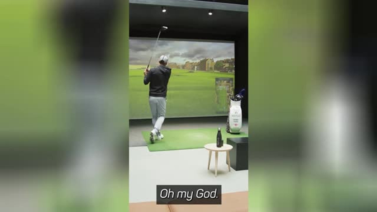 Kane attempts insane hole-in-one trick shot on golf simulator