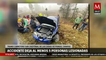 Tráiler choca contra dos vehículos en Chiapas; hay cinco lesionados