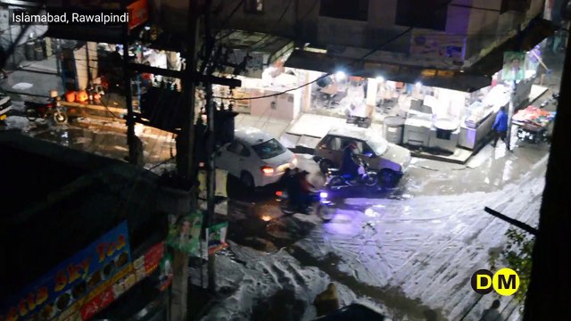 Scenes of snowfall in Rawalpindi and Islamabad, After rain and hail in Rawalpindi, the roads covered with white sheets.