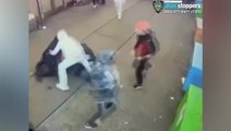 Suspects punch and kick police in head during New York City arrest