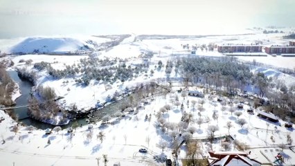 İnci Kefali Tabiat Parkı beyaza büründü