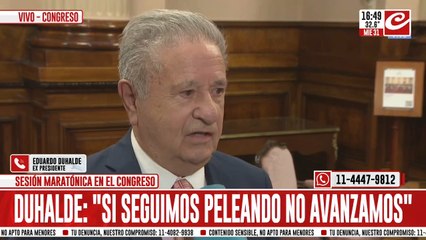 Eduardo Duhalde: "Si nos seguimos peleando no hay posibilidad de progresar"