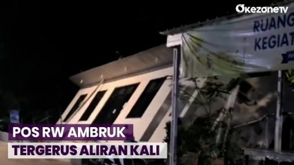 Pos RW Ambruk Tergerus Aliran Kali Petukangan