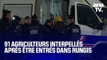 91 agriculteurs interpellés après être entré dans le marché de Rungis, dans le Val-de-Marne