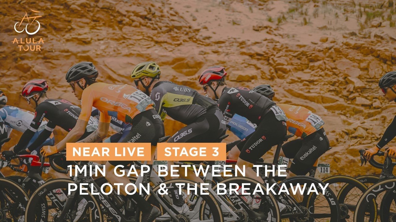 1min gap between the peloton and the breakaway - Stage 3 - The AlUla Tour 2024