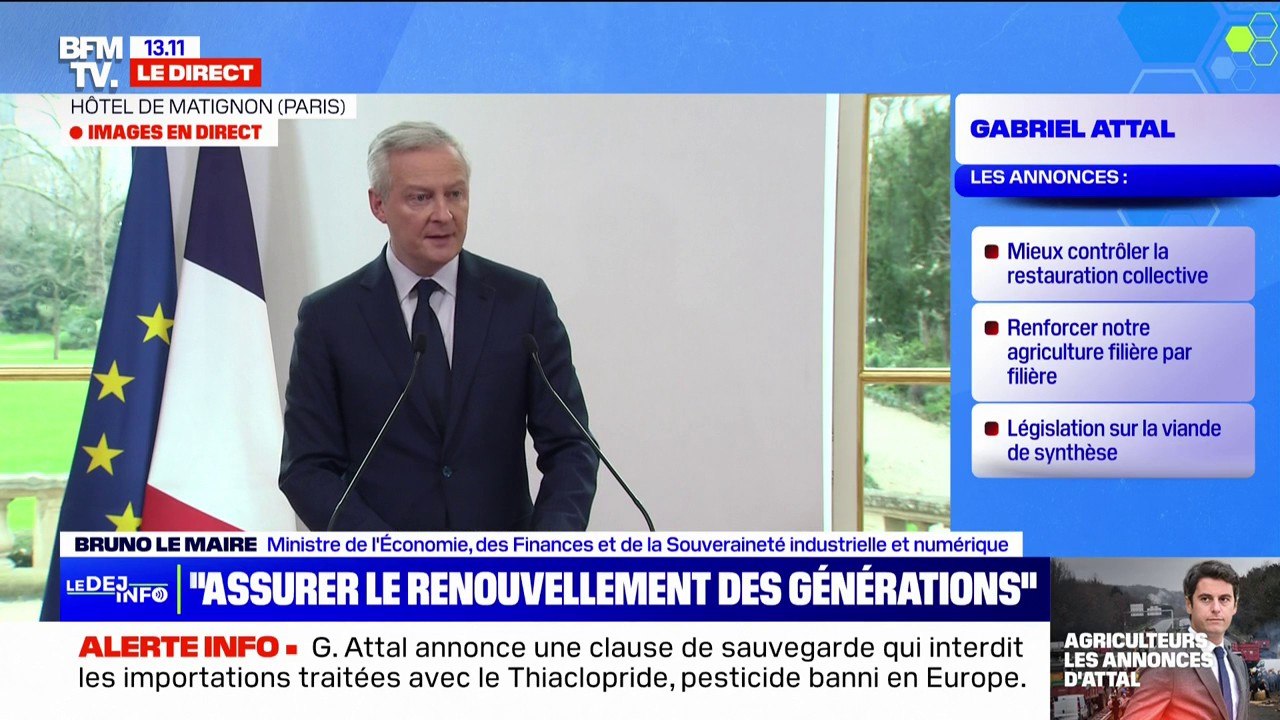 Colère des agriculteurs: Bruno Le Maire annonce prévoir "plus de 10.000 contrôles sur l'origine française des produits"