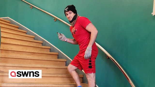 Man climbs and descends the total height of Everest in a day on his stairs at home