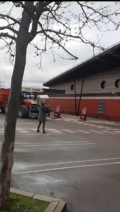 Des remorques remplies de vieux pneus ont été déversées devant le magasin Intermarché à Beaune