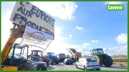 Action des agriculteurs belges et français à la frontière entre La Glanerie et Mouchin