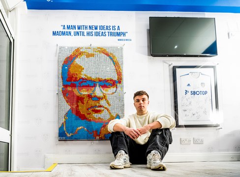 Bielsa Portrait in Rubiks cubes: Artist Oliver Burns