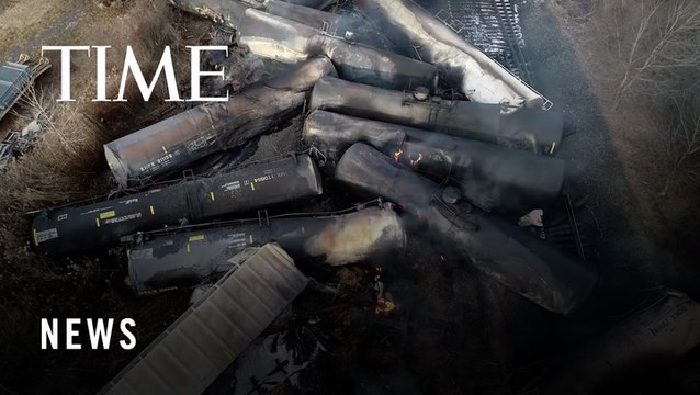 New Drone Video of 2023 East Palestine Train Derailment Shows Intensity of Fire