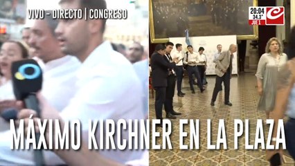Máximo Kirchner fue a la Plaza del Congreso para estar con la gente