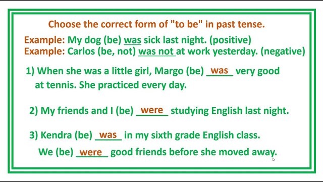 Practice Exercise 5 Simple Past Tense Using the Verb “To be”