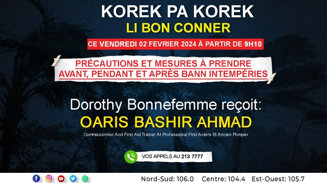 Korek pas korek Li bon conner :Dorothy Bonnefemme reçoit Oaris Bashir Ahmad.