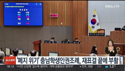 '폐지 위기' 놓였던 충남학생인권조례, 재표결 끝 부활