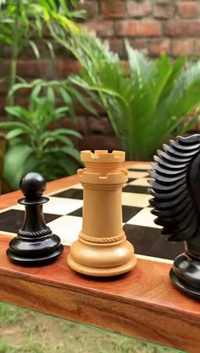 The CB Mustang Series Wooden Triple Weighted Handcrafted Chess Pieces in Ebony Wood