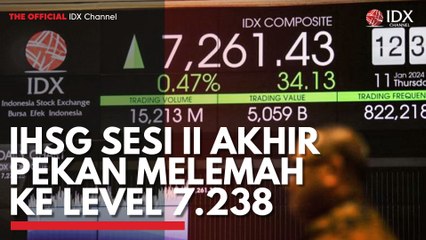 IHSG Sesi II Akhir Pekan Melemah ke Level 7.238