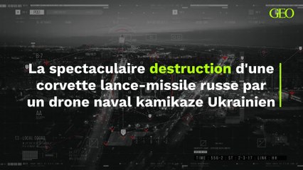 Ukraine : en vidéo, la très spectaculaire destruction d'une corvette lance-missile russe, l'Ivanovets, par un drone naval kamikaze