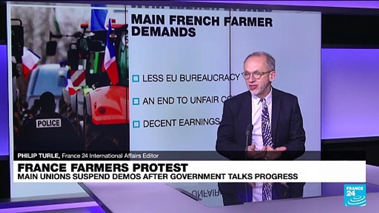France's key farmers unions suspend protests after government offers new measures