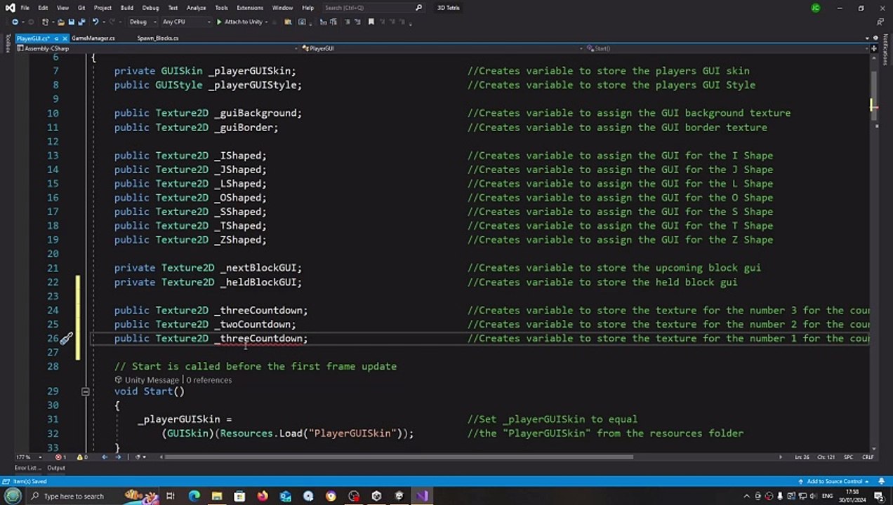 Unity 3D Tetris Clone #24 Player GUI