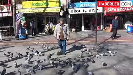 Isparta'da 'kuşçu amca' ilgi odağı oldu