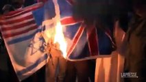 Raid contro gli Houti in Yemen, bruciate bandiere davanti all’ambasciata inglese a Teheran