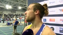 Robin Emig après sa victoire au saut à la perche au5e Meeting Elite de Miramas